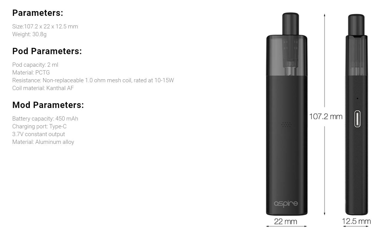 原廠正品 Aspire Vilter Pod Kit 450mAh 666一代