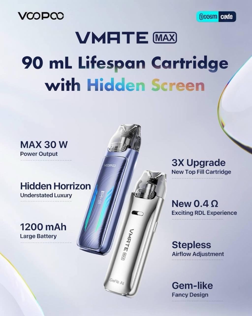 原廠正品 Voopoo Vmate MAX 30W 可調瓦小煙 1200mAh 電子煙 小煙