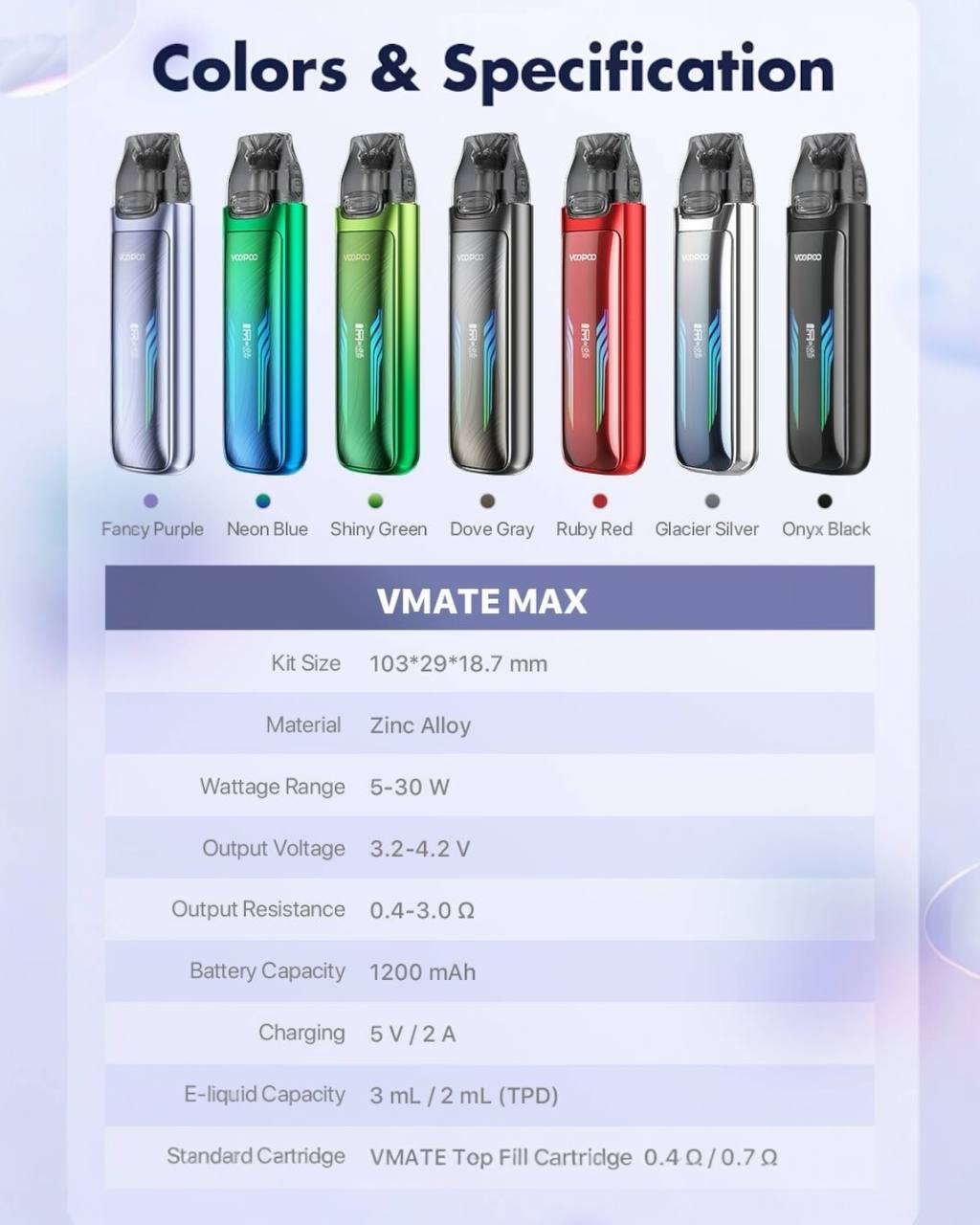 原廠正品 Voopoo Vmate MAX 30W 可調瓦小煙 1200mAh 電子煙 小煙