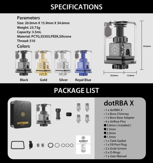 原廠正品 現貨 DOTMOD 佩特里 DotRBA X  RBA dotAIO / dotIO V2 / dotAIO X Essential