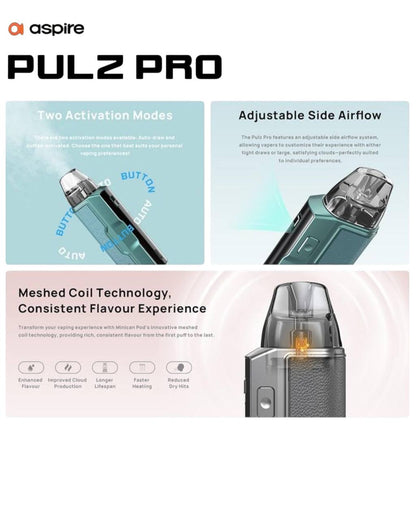 原廠正品 Aspire Pulz Pro  電子煙  小煙 注油式 大容量1400mAh Minican 5代
