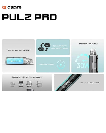 原廠正品 Aspire Pulz Pro  電子煙  小煙 注油式 大容量1400mAh Minican 5代