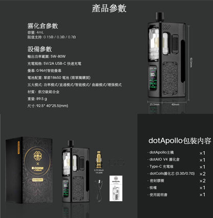 原廠正品 dotApollo Kit DotMod x Mission XV 聯名之作｜重塑 AIO 精緻新高度 佩特里 電子煙 電子菸